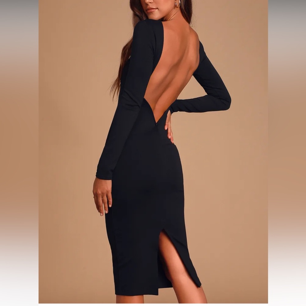 Lulus VA VA Voom Black Backless Midi Dress